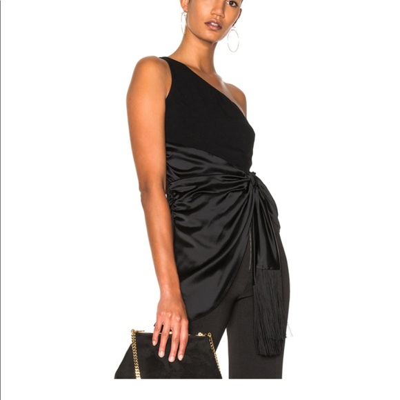 NWT CINQ A SEPT Theoline black one shoulder top - Picture 5 of 5